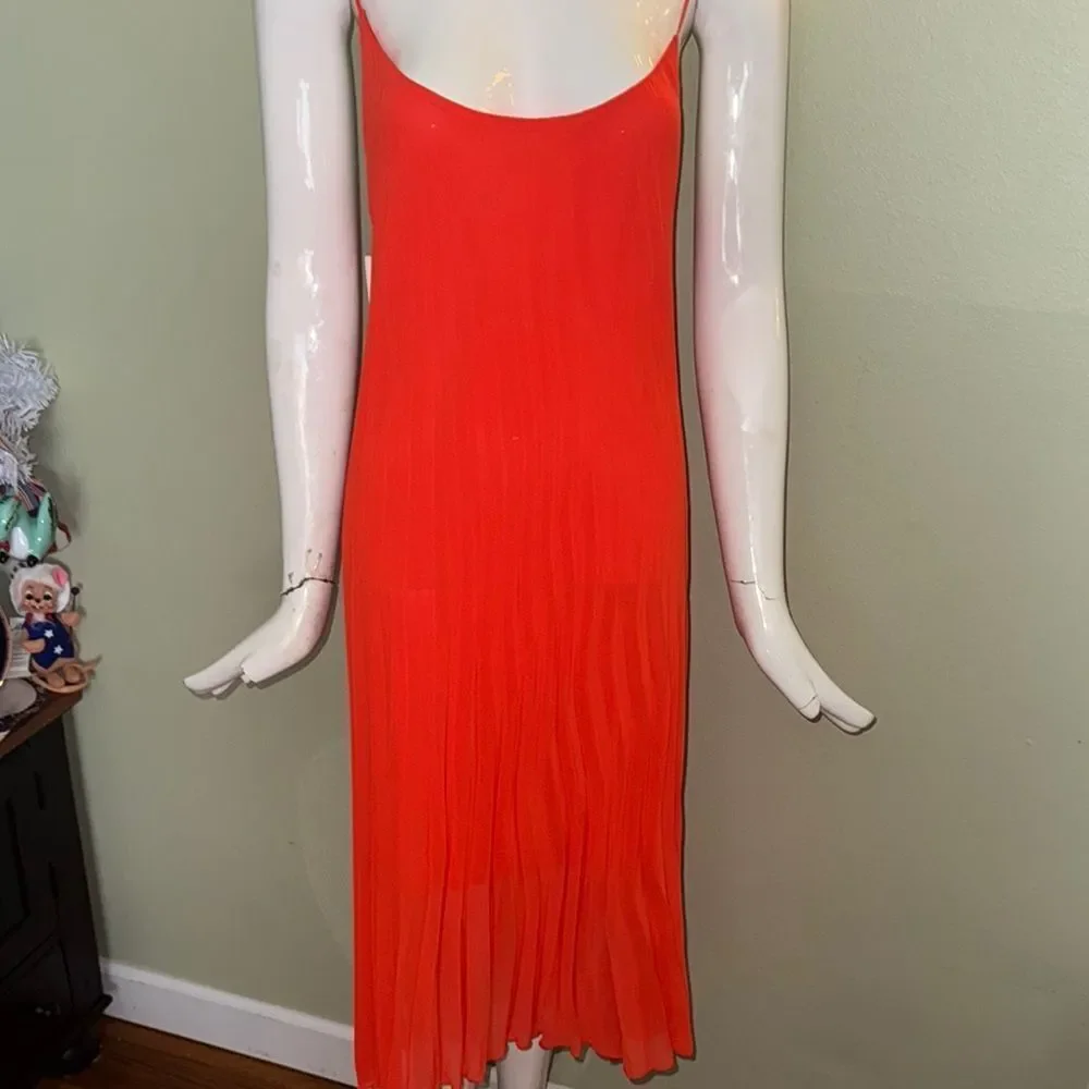 Bleu Rod Beattie orange polyester pleated dress - Picture 2 of 6